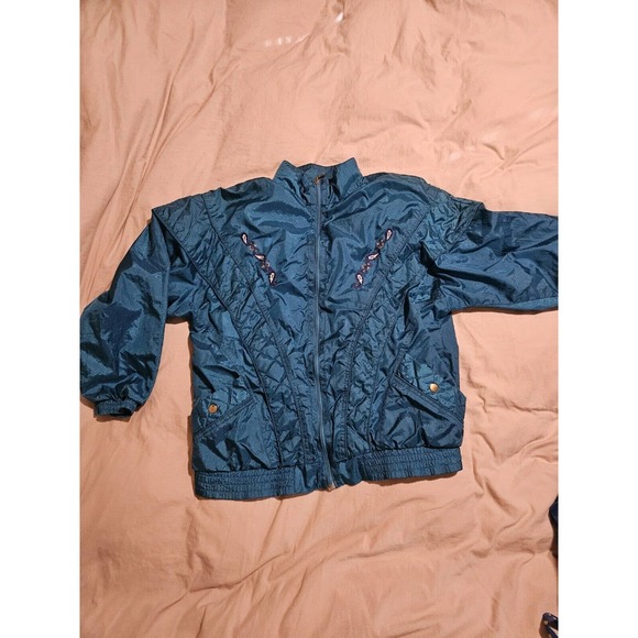 Vintage Bolo Spirit Track Suit Womens Medium Windbreaker Ladies 80s Teal Euc - Picture 2 of 11